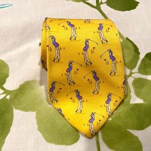Polo Ralph Lauren Golfing Hole-In-One Banana Twill Silk Hand Made Necktie USA
